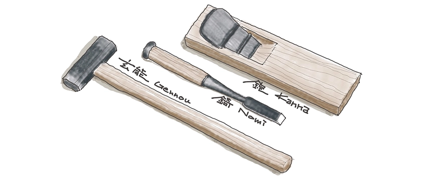 二人の建築家が建築図面を見ながら話し合っている様子
